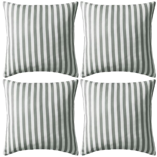 vidaXL Oreiller d'extérieur lot de 4 Impression rayure 45 x 45 cm Gris