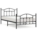 vidaXL Cadre de lit métal avec tête de lit/pied de lit noir 107x203 cm