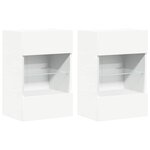 vidaXL Meubles muraux avec lumières LED pour TV 2 Pièces blanc 40x30x60 5 cm