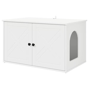 vidaXL Maison pour chat Blanc 85 x 55 x 50 5 cm Bois d'ingénierie