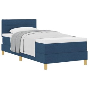 vidaXL Lit à ressorts avec coussin Bleu 100 x 200 cm tissu