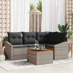 vidaXL Ensemble de canapé de jardin avec coussin 5 Pièces Gris Poly rotin