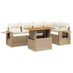 vidaXL Salon de jardin avec coussins 6 Pièces beige résine tressée