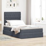 vidaXL Lit avec rangement et LED Gris foncé 120 x 200 cm Velours