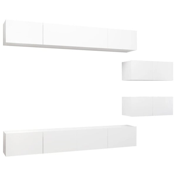 vidaXL Ensemble de meubles TV 6 Pièces Blanc Bois d'ingénierie