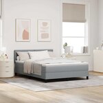 vidaXL Lit boxspring avec matelas Gris clair 160 x 200 cm tissu