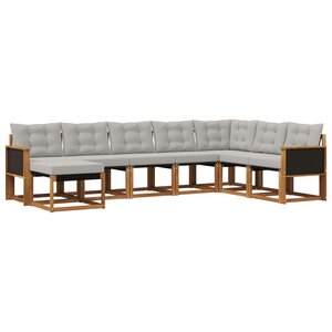 vidaXL Ensemble de canapés d'extérieur 8 Pièces Naturel et Gris clair