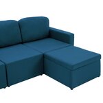 vidaXL Canapé-lit modulaire 3 places Bleu Tissu