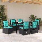 vidaXL Ensemble de salle à manger pour jardin 7 Pièces Noir polyrotin