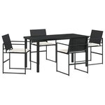 vidaXL Ensemble de salle à manger de jardin de 5 pièces avec coussins. Noir en rotin synthétique.