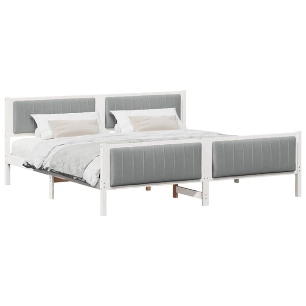 vidaXL Cadre de lit avec tête de lit Blanc et gris clair 200 x 200 cm