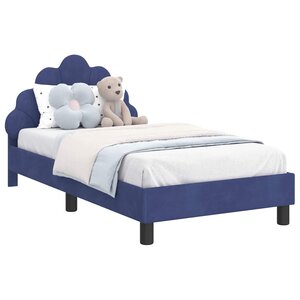 vidaXL Cadre de lit pour enfants avec tête de lit Bleu police Velours