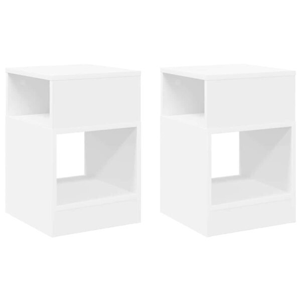 vidaXL Table d'appoint 2 Pièces Blanc 30 5 x 30 x 45 cm Bois d'ingénierie