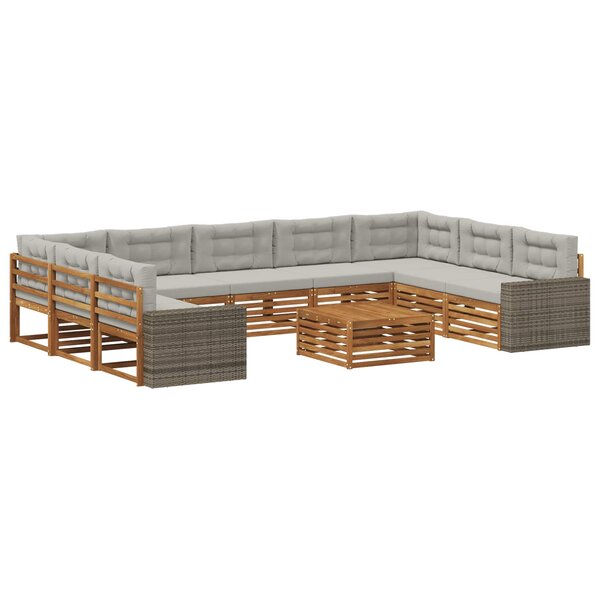 vidaXL Ensemble de canapés d'extérieur 10 Pièces Naturel et gris clair