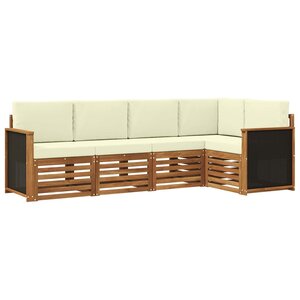 vidaXL Ensemble de canapés d'extérieur 4 pc Naturel et Crème