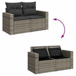 vidaXL Salon de jardin avec coussins 7 Pièces gris résine tressée
