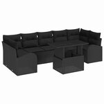 vidaXL Ensemble de canapé de jardin avec coussin 8 Pièces Noir Poly rotin