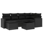 vidaXL Salon de jardin 7 Pièces avec coussins noir résine tressée