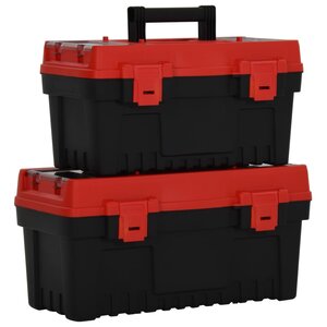vidaXL Ensemble de boîte à outils 2 Pièces Noir et rouge Polypropylène