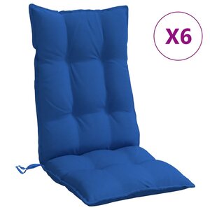 vidaXL Coussins de chaise à dossier haut lot de 6 bleu royal