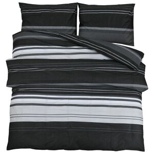 vidaXL Ensemble de housse de couette noir et blanc 140x200 cm Coton