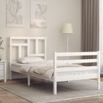 vidaXL Cadre de lit avec tête de lit blanc simple bois massif