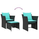 vidaXL Chaise de jardin avec tabouret noir résine tressée