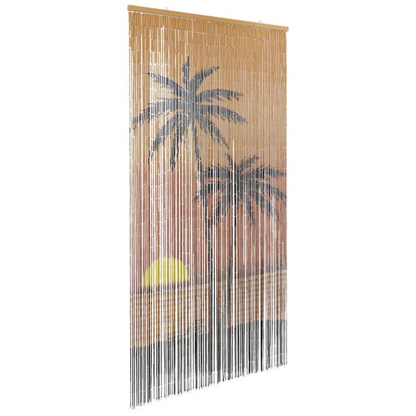 VidaXL Rideau anti-insectes imprimé palmier 100x220 cm bambou