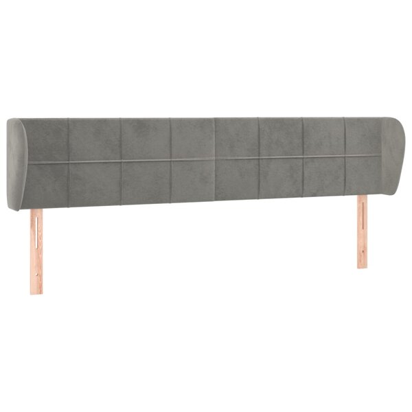 vidaXL Tête de lit avec oreilles Gris clair 163x23x78/88 cm Velours