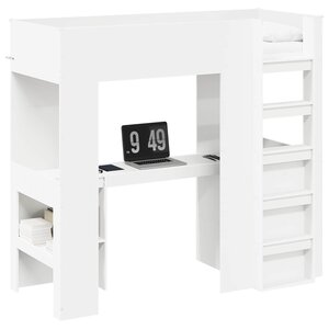 vidaXL Cadre de lit superposé avec bureau Blanc 75 x 190 cm