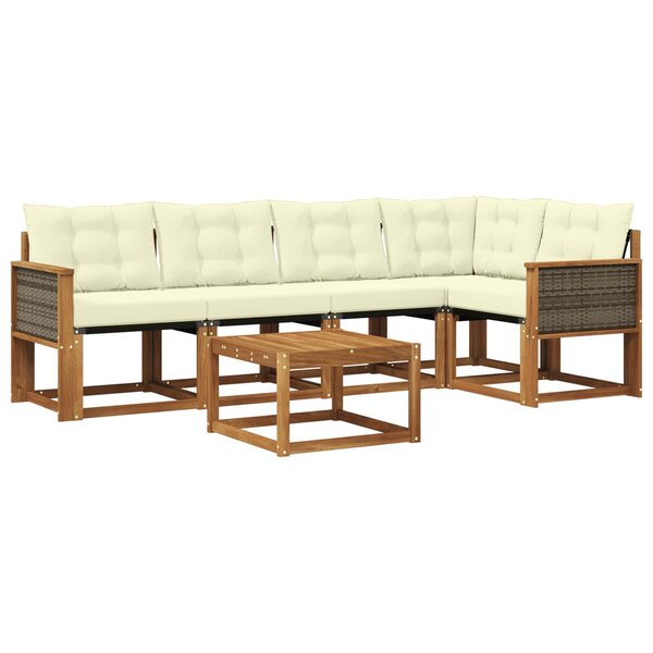 vidaXL Ensemble de canapés d'extérieur 6 pc Naturel et Crème