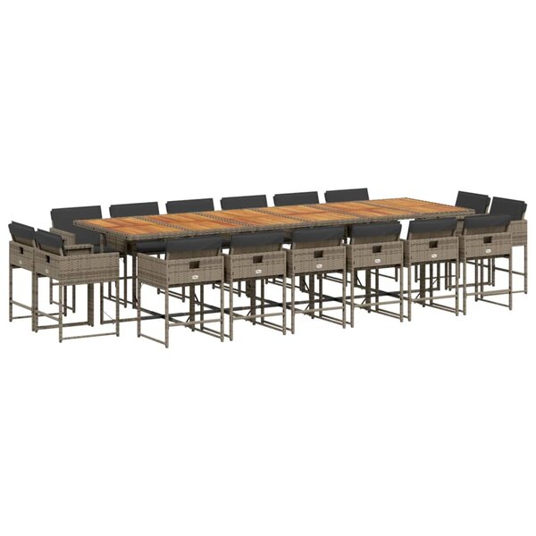 vidaXL Ensemble à manger de jardin 17 Pièces et coussins résine tressée