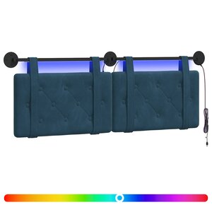 vidaXL Tête de lit suspendue Avec lumière LED Bleu Velours