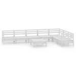vidaXL Salon de jardin 8 Pièces Bois de pin massif Blanc