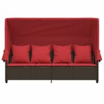 vidaXL Chaise longue avec auvent et coussins marron résine tressée