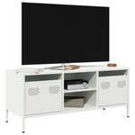 vidaXL Meuble TV blanc 101 5x39x43 5 cm acier laminé à froid