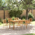 Ensemble de salle à manger de jardin vidaXL 7 pièces Beige Poly Rattan Acacia