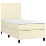 vidaXL Sommier à lattes de lit avec matelas et LED Crème 90x200 cm