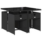 vidaXL Ensemble à manger de jardin coussins 5Pièces Noir Résine tressée