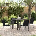 vidaXL Ensemble de salle à manger pour jardin 5 Pièces Noir Poly rotin