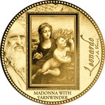 Monnaie MADONNA WITH YARNWINDER Da Vinci 1/200 Oz Or 5000 Francs Gabon