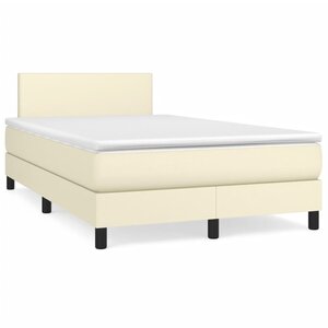 vidaXL Lit à sommier tapissier avec matelas Crème 120x200cm Similicuir