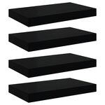 vidaXL Étagère murale flottante 4 Pièces Noir brillant 40x23x3 8 cm MDF