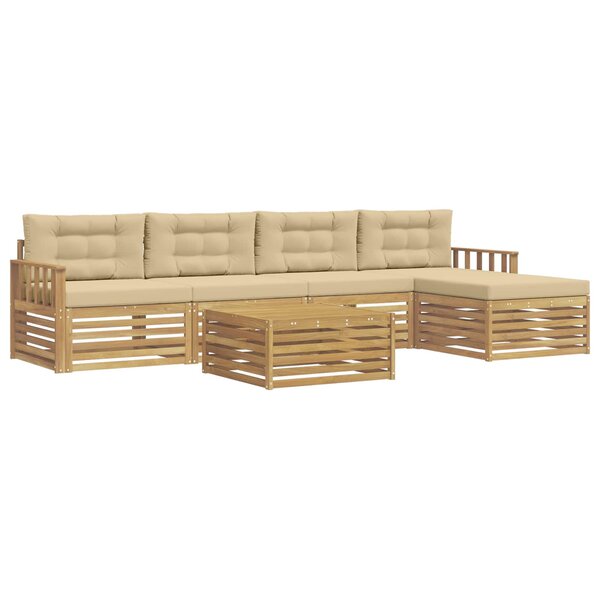 vidaXL Ensemble de canapés d'extérieur 7 pc Blanc et Beige Polyester
