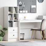 vidaXL Bureau avec rangement avec tiroir 2 Pièces Blanc Bois d'ingénierie