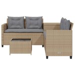vidaXL Canapé de jardin avec table et coussins en forme de L beige