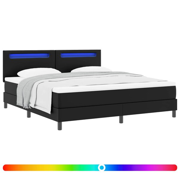 vidaXL Lit à ressorts avec bandes LED Noir 180 x 200 cm Simili cuir