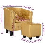 vidaXL Fauteuil avec repose-pied Doré brillant Similicuir