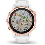 GARMIN Fenix 6S Pro - Montre connectée GPS multisports - Rose Gold avec bracelet blanc