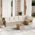 vidaXL Salon de jardin avec coussins 7 Pièces beige résine tressée